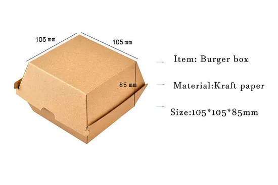 Wholesale Biodegradable Paper Box for Burger Clamshell Burger Box Disposable Custom Kraft Boxes for Burger