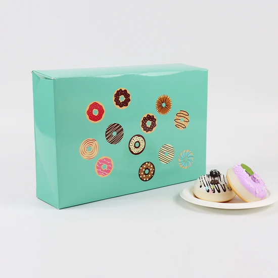 Mochi Donuts Cake Box Packaging Custom Print Party Dessert Donut Folding Flat Cardboard Paper Box