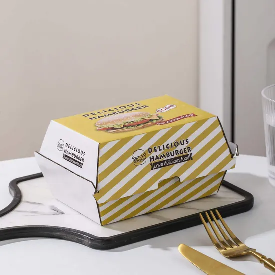 8′ 9′ 10′ Different Sizes Paper Burger Box for One and Two Hamburgers