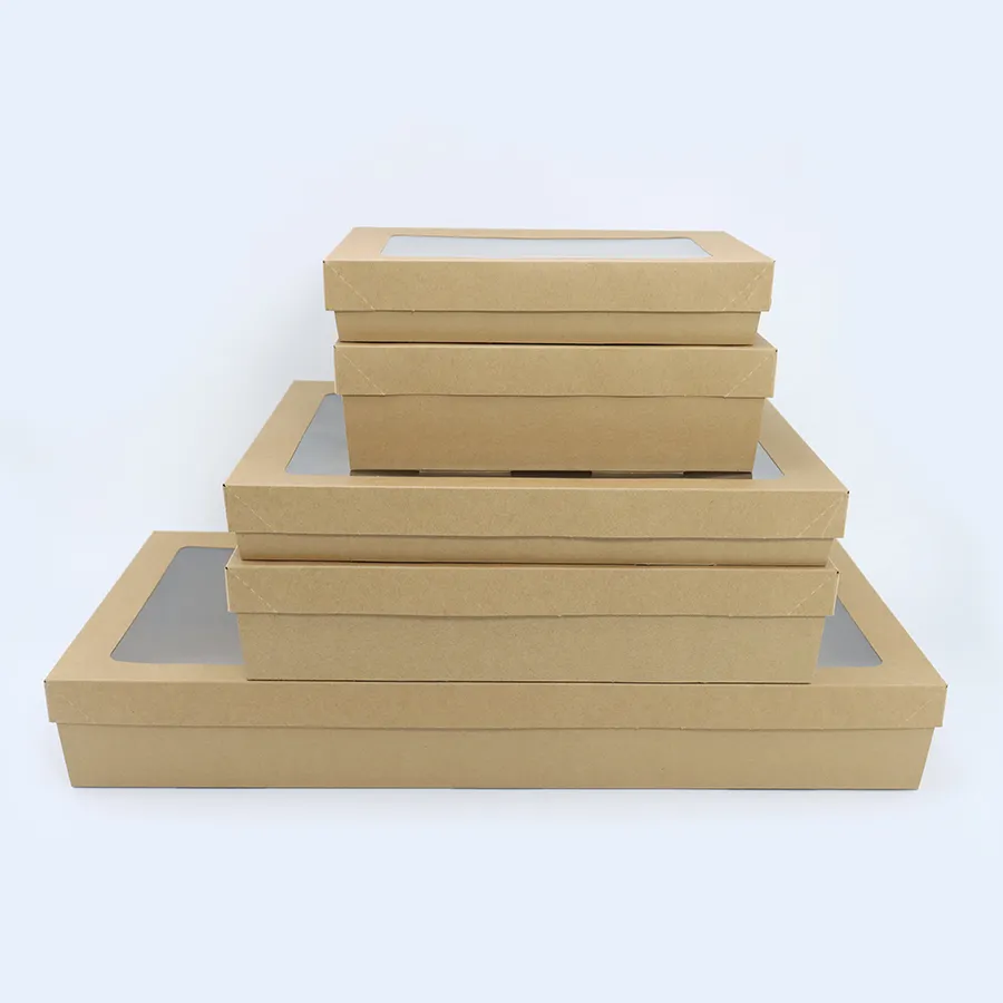 Biodegradable Packing Cake Food Gift Brown Cardboard Paper Box with Custom Logo