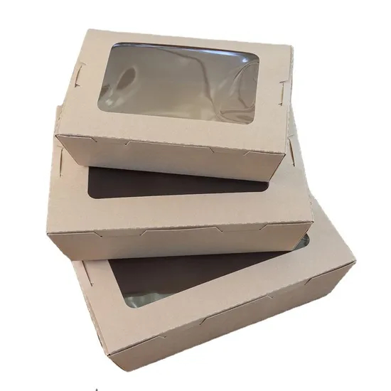 Disposable Party Box Kraft Paper Sushi Salad with Clear Anti Fog Pet Window Wholesale Greatquality Factory Outlet Hot Sale Advanced Durable Fast Food Box