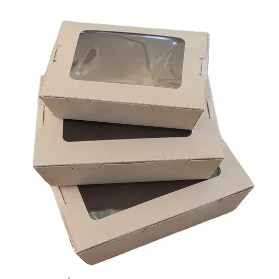 Disposable Party Box Kraft Paper Sushi Salad with Clear Anti Fog Pet Window Wholesale Greatquality Factory Outlet Hot Sale Advanced Durable Fast Food Box