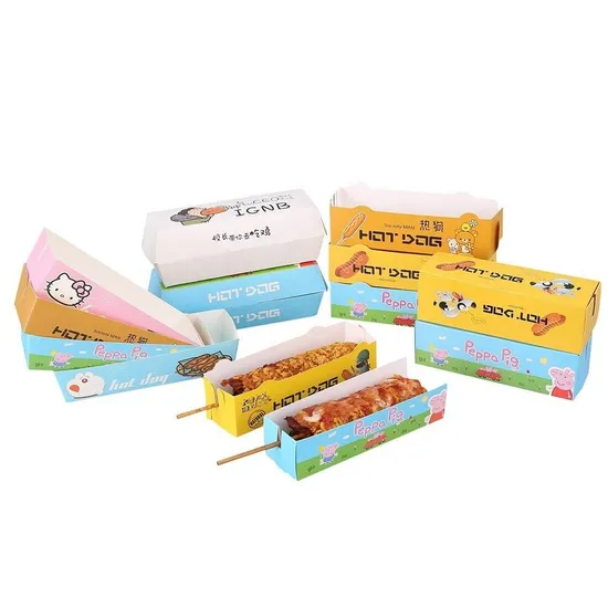 Customized Food Packaging Custom Paper Packaging Fast Food Box Hot Dog Paper Holder