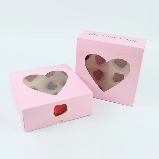 Custom Transparent Paper Package with Logo for Donut Chocolate Cookie Packaging Box