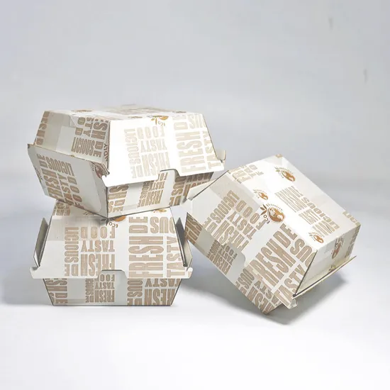 Paper Burger Packaging Box Fast Food F-Flute Corrugated Container Custom Printed Paper Burger Box Recyclable