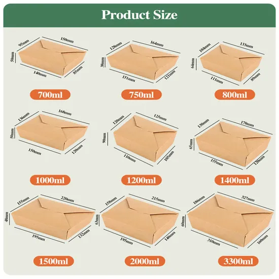 Hot Selling Paper Meal Box Paper Biodegradable Take out Containers Leak Resistant for Restaurant