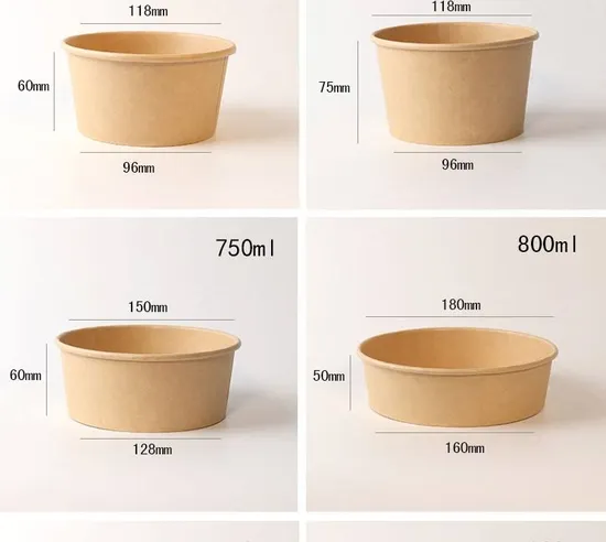 Disposable Salad Food Take Away Packaging Round White Paper Bowl with Lid