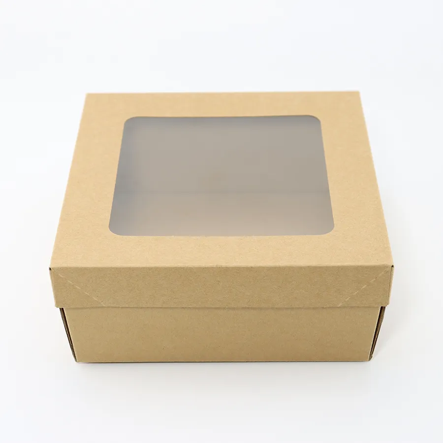 Biodegradable Packing Cake Food Gift Brown Cardboard Paper Box with Custom Logo