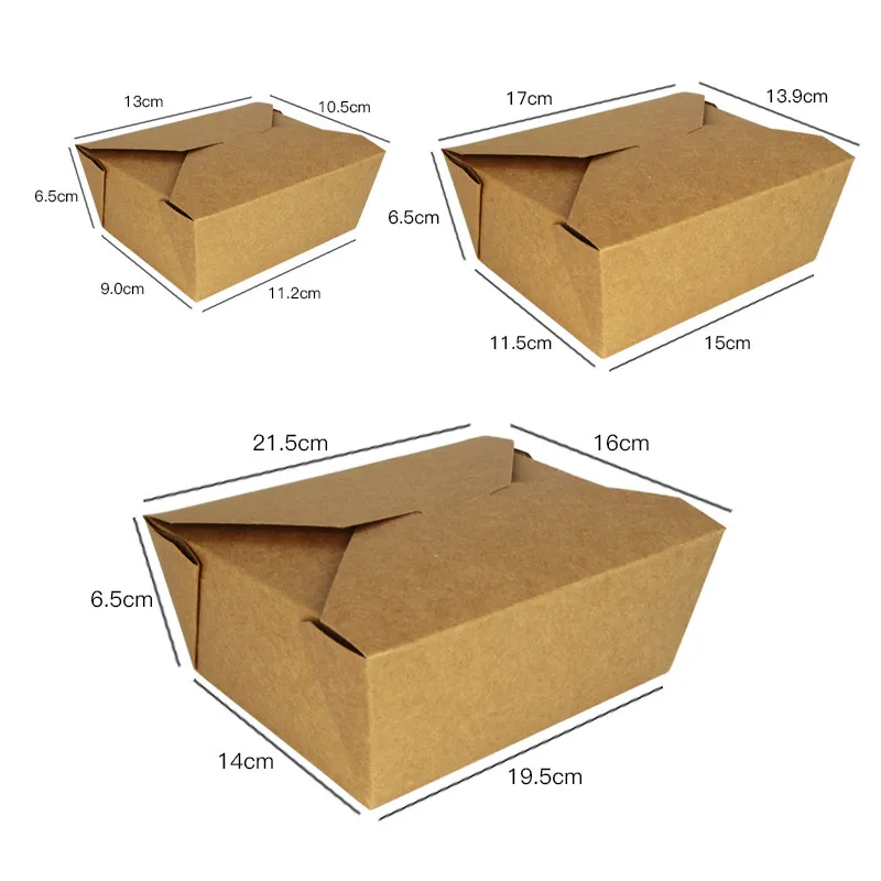 Kraft Paper Take out Containers Lunch Meal Food Box Disposable Storage to Go Packaging for Restaurant and Catering
