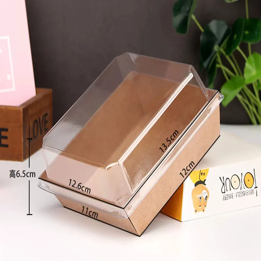 Disposable Single Sandwich Box with Window Recycle Bio-Degradable Kraft Sandwich Box