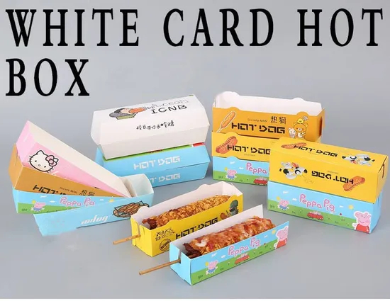Wholesale Customized Food Grade Multi-Color Disposable Packaging Eco-Friendly Biodegradable White Card Hot Dog Sushi Fried Chicken Storage Box