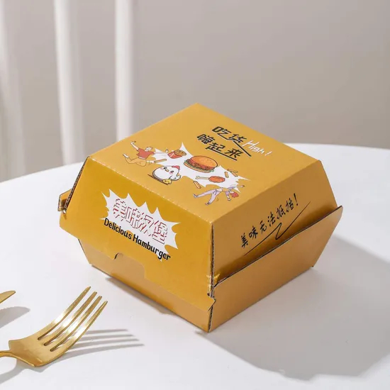 Factory Cheap Customized Food Grade Disposable Affordable Takeaway Fried Chips Chicken Snack Food Lunch Packaging Corrugated White Cardboard Paper Burger Box