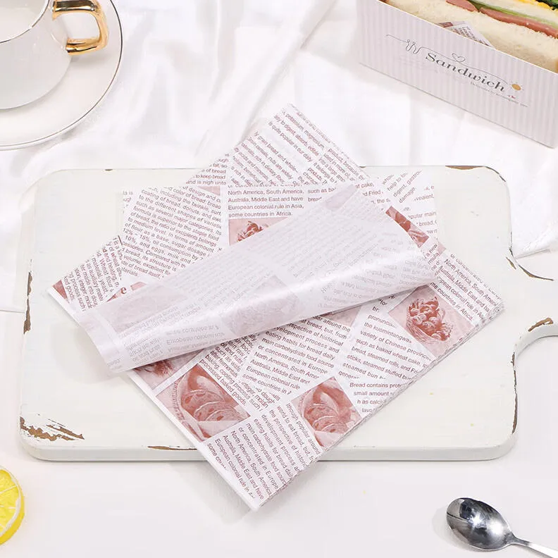Factory Wholesale Custom Printed Size Food Safe Grade Disposable Burger Greaseproof Wrapping Coated Paper with Your Own Logo