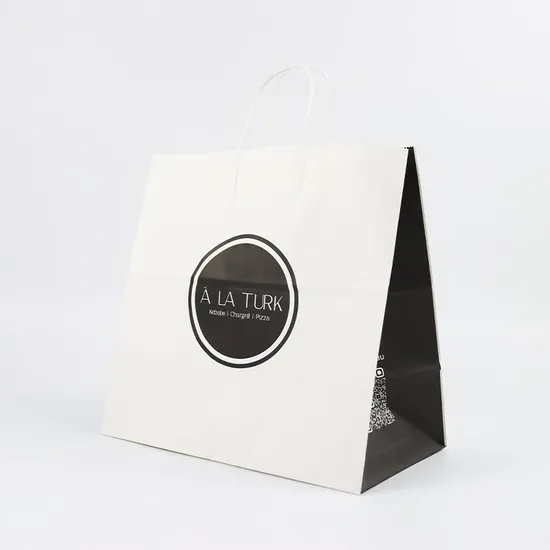 Custom Print Logo Biodegradable Brown Kraft Bread Clothing Gift Shopping Packaging Tote Kraftpaper Bag