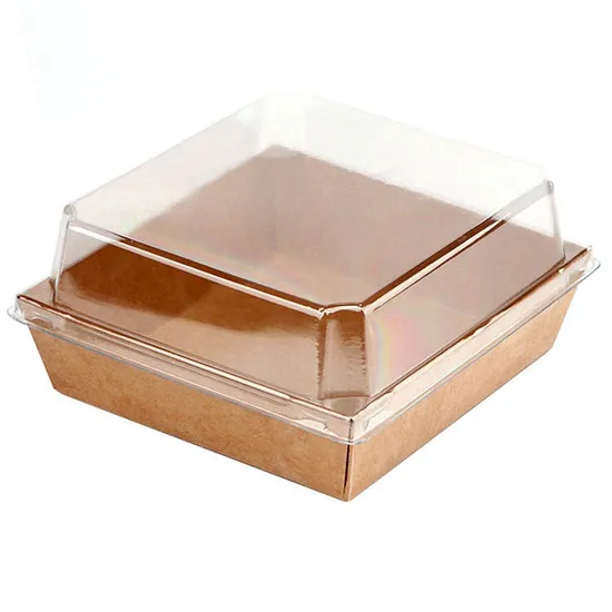 Factory Wholesale Customized Printing Transparent Window Eco-Friendly Food Grade Cardboard Toast Wedge Container Paper Sandwich Sushi Cake Box with Clear Window