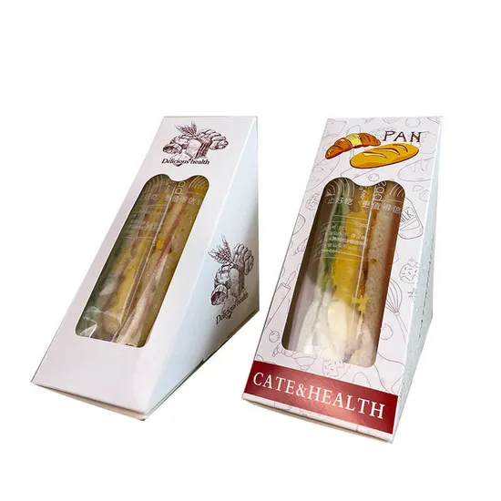 Eco-Friendly Custom Logo Printing Food Grade Portable Triangular Cardboard Sandwich Box