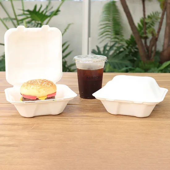 Disposable100% Biodegradable Compostable Hamburger Box Takeout Container for Packaging