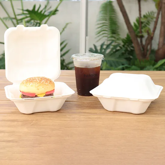 Disposable100% Biodegradable Compostable Hamburger Box Takeout Container for Packaging