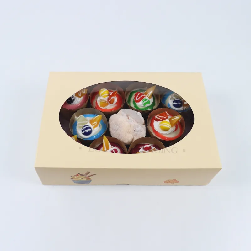 Factory Direct Sale Cheap Personalized Luxury Transparent Window Custom Printing Food Grade Disposable Packaging Macaron Cake Doughnut Sweet Cardboard Box