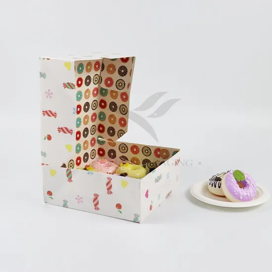 Factory Wholesale Affordable Personalized Luxury Customized Printed Logo Size Food Grade Disposable Bakery Packaging Macaron Cake Doughnut Cardboard Paper Box