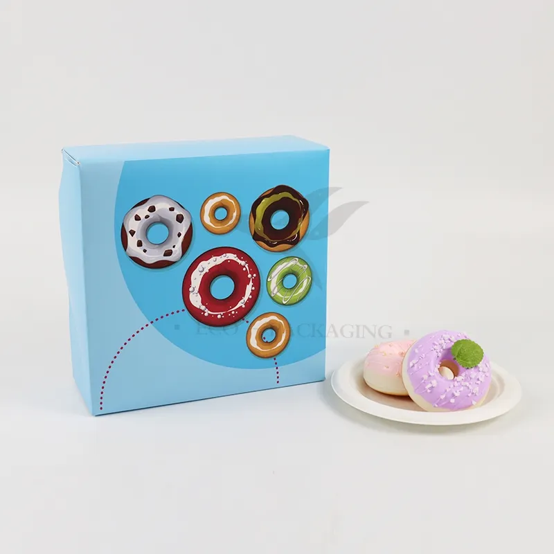 Factory Wholesale Affordable Personalized Customized Printed Logo Size Food Grade Disposable Bakery Packaging Macaron Cake Doughnut Cardboard Paper Box