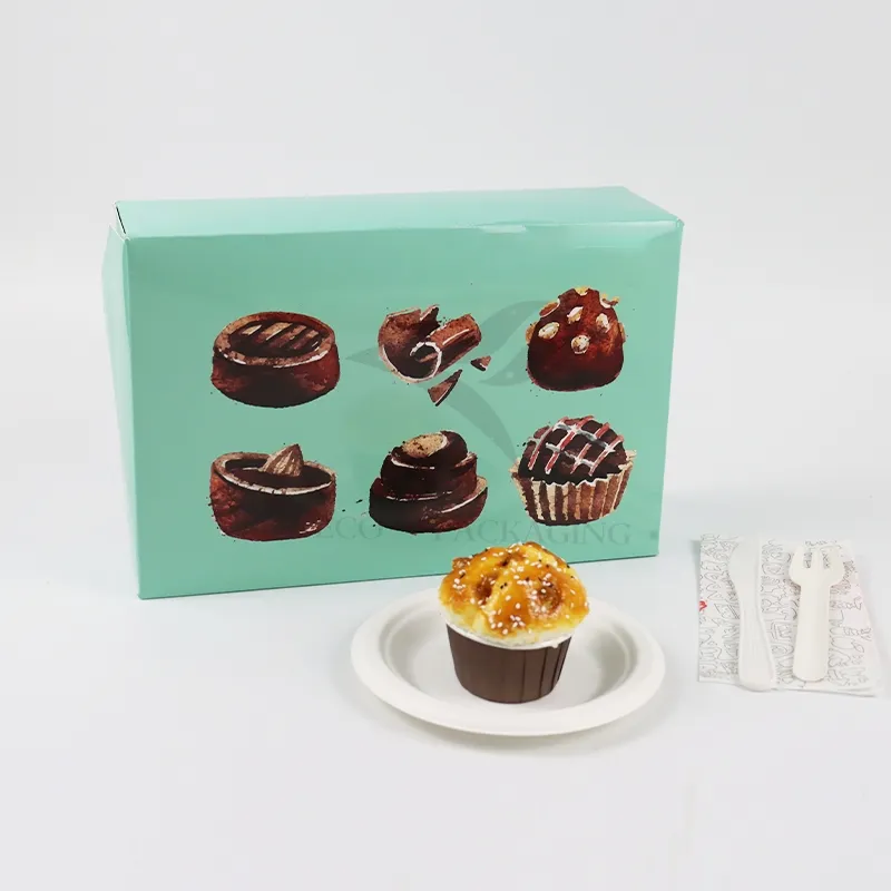 Factory Direct Sale Wholesale Personalized Luxury Customized Printed Logo Size Food Grade Disposable Packaging Macaron Cake Doughnut Sweet Cardboard Box