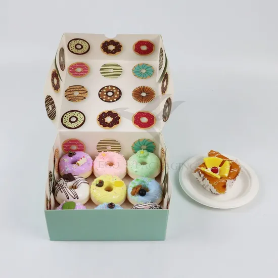 Factory Direct Sale Wholesale Personalized Luxury Customized Printed Logo Size Food Grade Disposable Packaging Macaron Cake Doughnut Sweet Cardboard Box