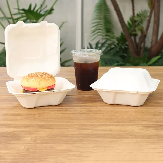 Disposable Bagasse Take Away Food Box Food Packaging Hamburger Box