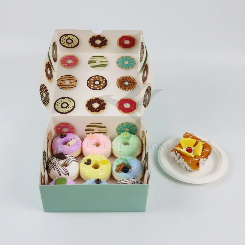 Factory Direct Sale Wholesale Personalized Luxury Customized Printed Logo Size Food Grade Disposable Packaging Macaron Cake Doughnut Sweet Cardboard Box