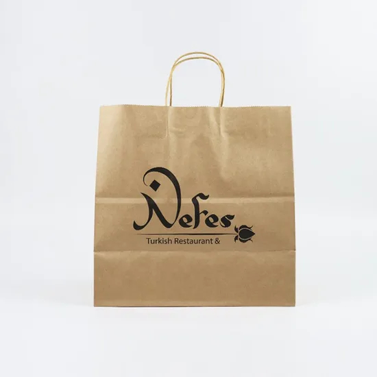 Factory Wholesale Custom Print Luxury Personalized Degradable Recyclable Shopping Gift Food Arts Crafts Packaging Kraft Cardboard Paper Bag with Portable Handle