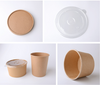 Cheap Wholesale Disposable Food Grade Eco-Friendly Customized Printing Kraft Paper Bagasse Food Salad Packaging Container Bowl Coating Soup Cup with Lid