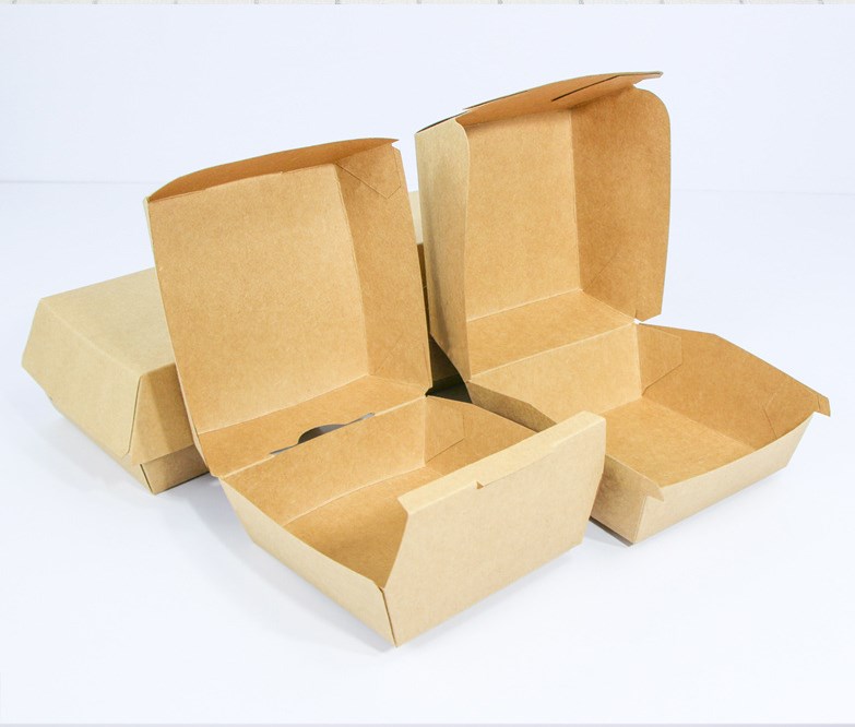 Factory Wholesale Biodegradable Food Grade Disposable Takeaway Lunch Fries Hamburger Box Packaging Custom Print Packing Cardboard Paper Burger Box