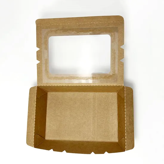 Wholesale Eco Friendly Fried Chicken Sushi Fast Lunch Paper Box Chip Box Packing Box for Food with Window Fast Food Container