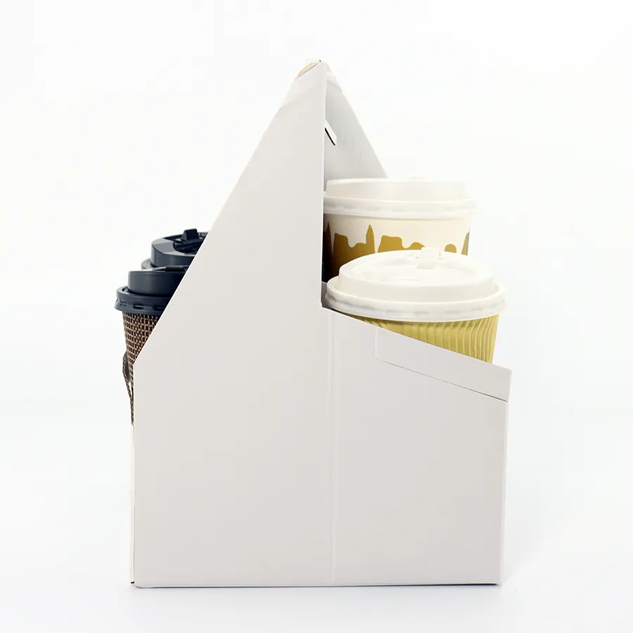 Custom Corrugated Take Away Hot Drink Coffee Tea Cup Holder Paper Cup Holder with Handle Coffee Carrier