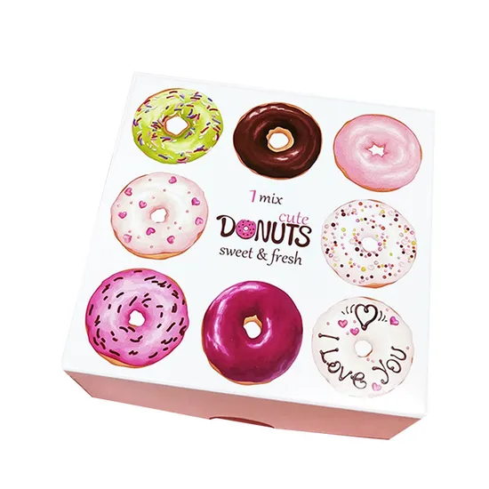 Custom Logo Donut Box Doughnut Package Bakery Cake Boards Box Personalized Boxes