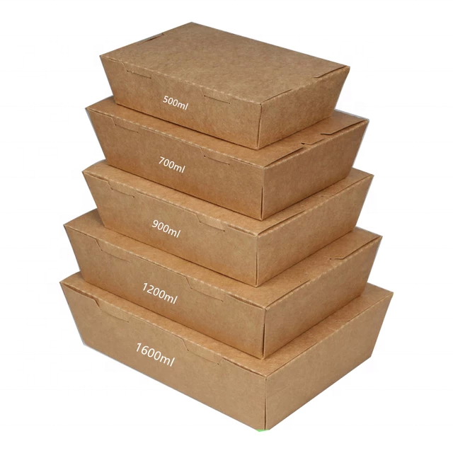 Wholesale Disposable Kraft Paper Salad Food Lunch Box Food Paper Box Lunch Box Take out Boxes with Window