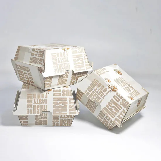 Paper Burger Box Biodegradable Food Packaging Containers Wholesale Box Take Away Hamburger Burger Box