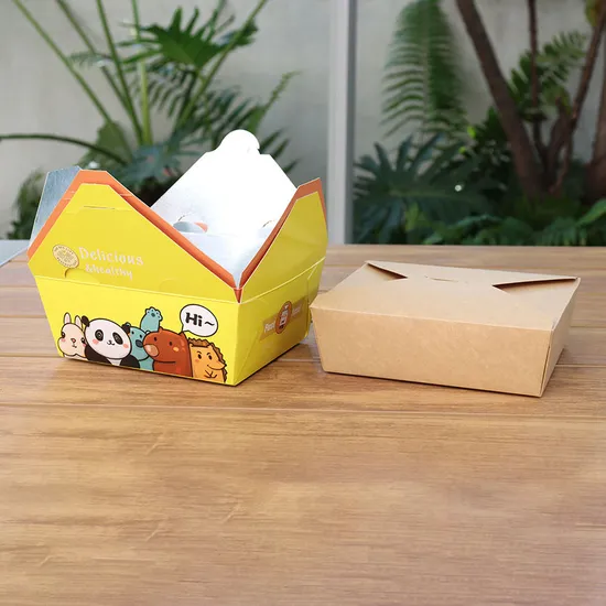 Custom Printed Logo Lunch Salad Disposable Takeaway Food Container Packaging Kraft Paper Boxes