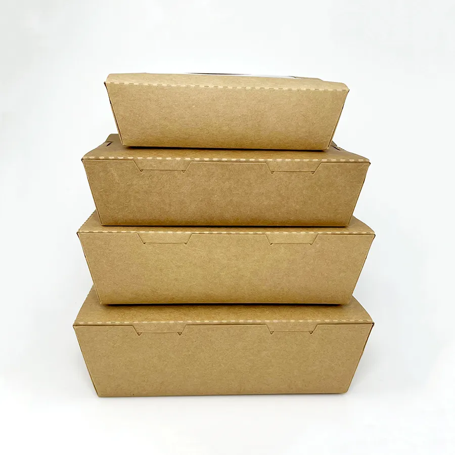 Bio-Degradable Custom Portable Kraft Paper Take Away Food Packing Box Fried Chicken Boxes