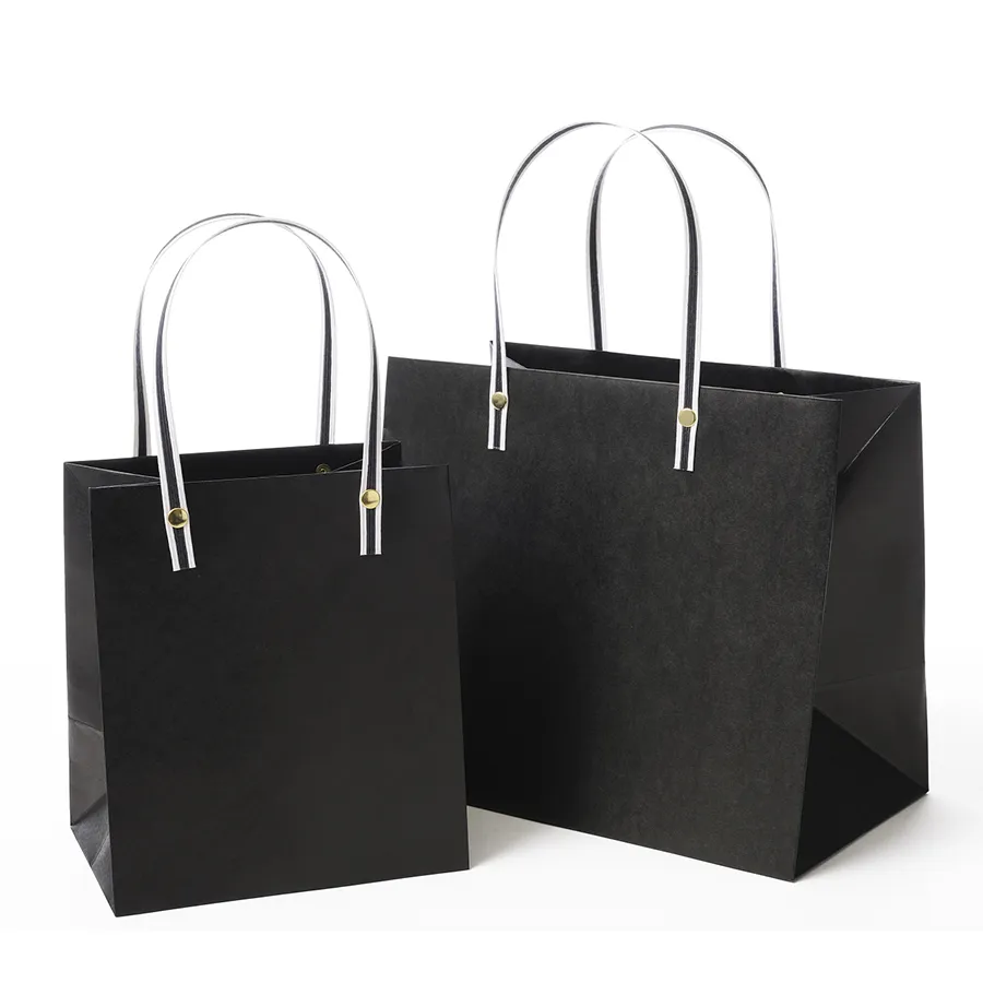 High Quality Customized Logo Retail Shopping Bag Recyclable Decorative Paper Bag with Handle and Rivet for Gifts