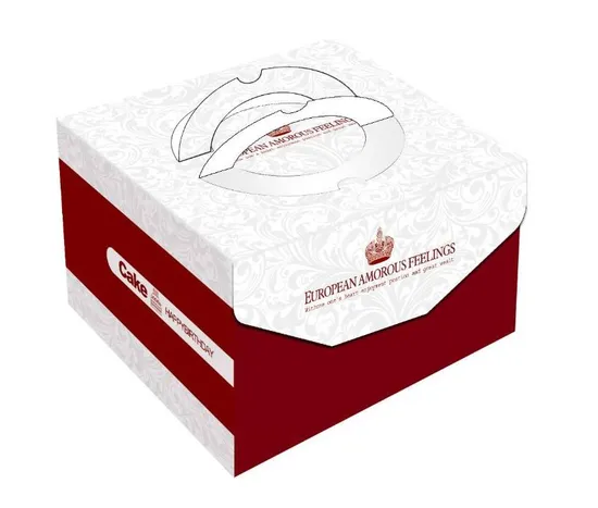 Customized Paper Cake Box with Handles Folding Cake Carrier Box with Window Bakery Boxes