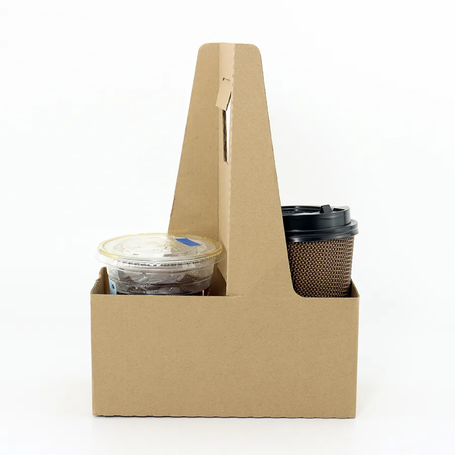 Cup Holder for 2 Cup Kraft Paper Clip Disposable Coffee Drink with Handle Coffee Shop Supplies