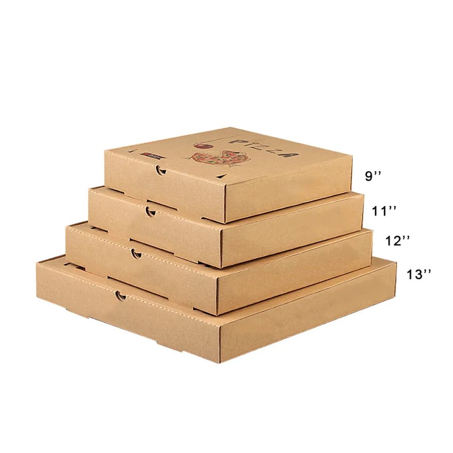 Eco Friendly Kraft Paper Pizza Box Custom Printed Disposable Fast Food Packaging Box