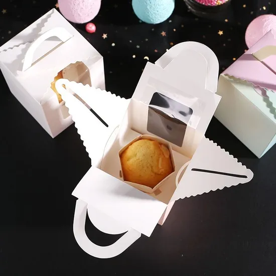 Custom Print Lid and Base Storage Packaging Paper Food Box with Pet Window Cake Box for Birthday