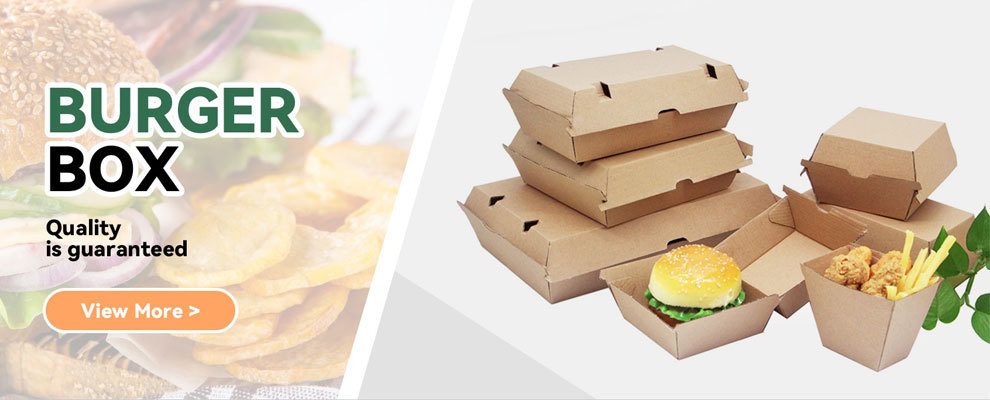Biodegradable Corrugated Kraft Box Customized Hamburger Paper Box Disposable Cardboard Burger Boxes Greaseproof