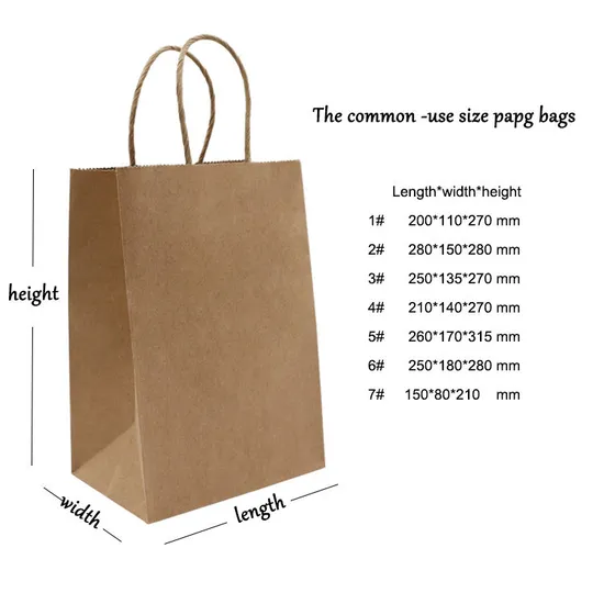 Paper Bag Custom Printed Kraft Paper Bags Recyclable Shopping Clothing Gift Bag Food Take Away with Your Own Logo