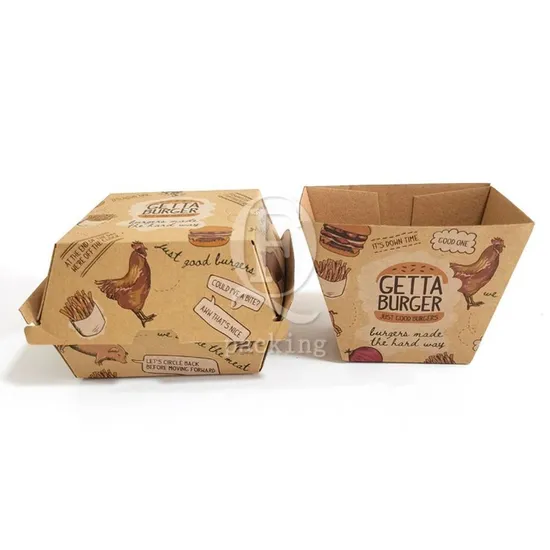 Suitable Size Stable and Reliable Customized Packaging Hamburger Burger Box for Cafeteries