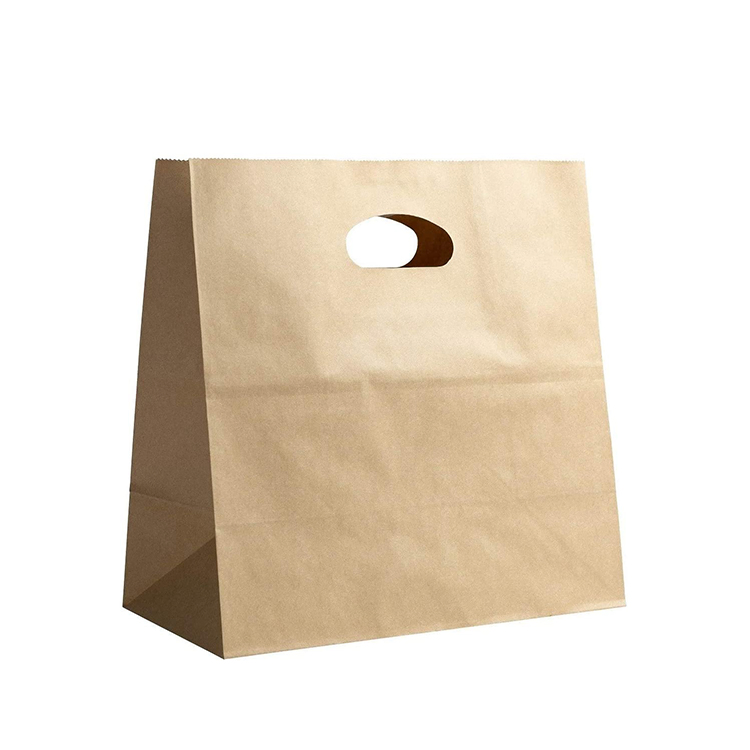 Recycled Brown Kraft Paper Take Away Bags Food Delivery Packaging Bag with Customized Printing Packaging Paper Bags