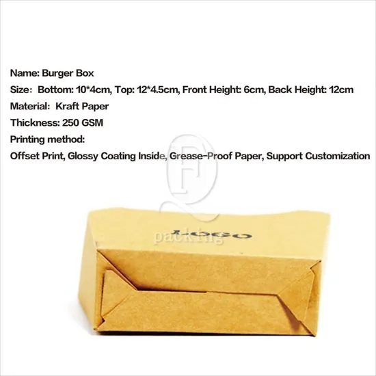 Waterproof Wear-Resistant Customized Hamburger Box Takeaway Container for School Cafeterias