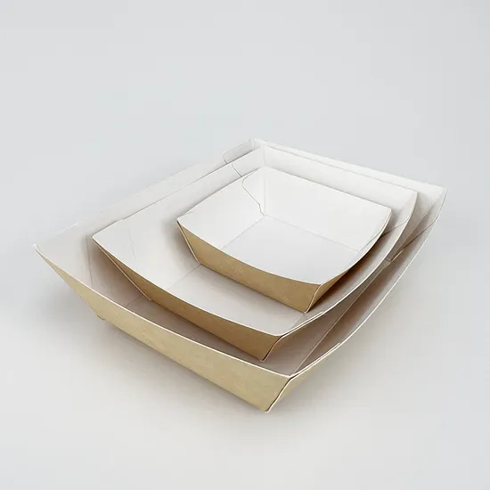 Custom Logo Kraft Paper Disposable Boat Shape Takeaway Container Fast Food Tray Hamburger Hotdog Snack Salad Lunch Packing Packaging Paper Carton Box